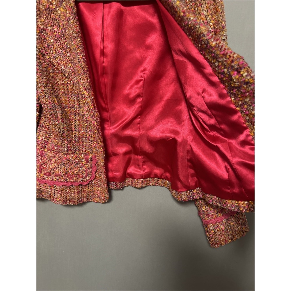 Vintage Althuser Womans 100% Silk Button Up ‎ Tweed Blazer Lined Pink Size 2 - Picture 10 of 16